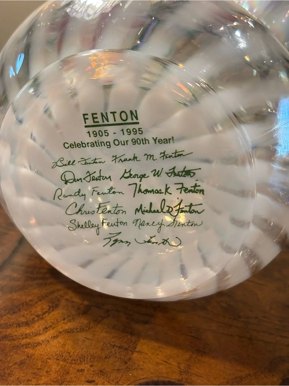Fenton Iridescent Glass Basket